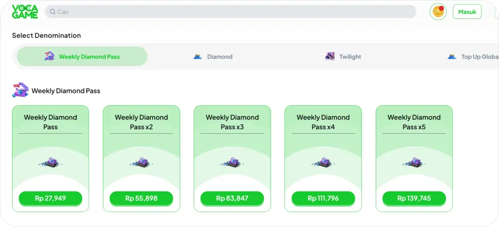 Harga WDP di VocaGame