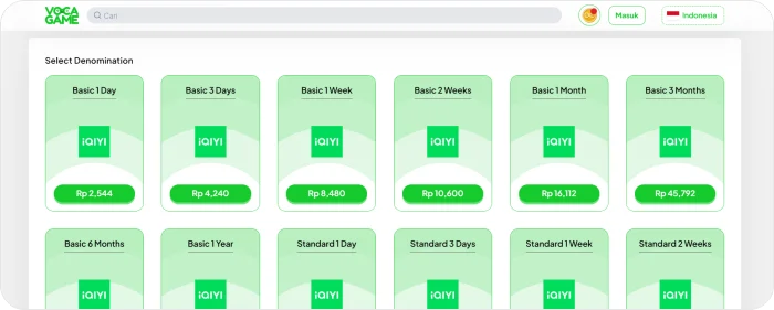 Top Up iQIYI Lewat VocaGame